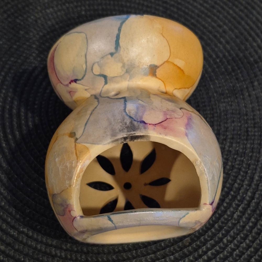 MULTICOLOR Ceramic Lotus Design Detail Oil or Wax Melt Warmer - Picture 8 of 15